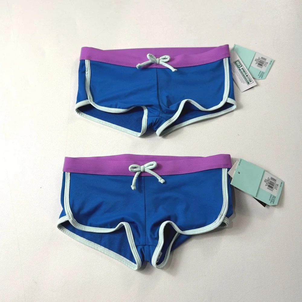 LOT2 DSG Girl Swim Shorts Energized Blue Purple UV Protection Size Small 6-8 NWT
